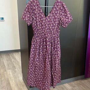 J. Crew Purple and White Midi Dress